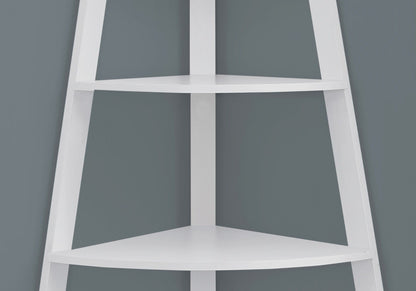 4-Tier Corner Bookshelf with 4 Fixed Shelves - White or Light Brown