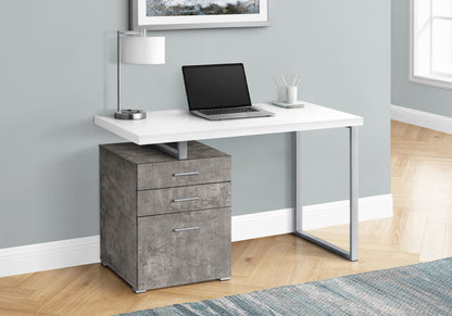 Computer Desk with Reversible Storage Drawers - Gray or Dark Gray