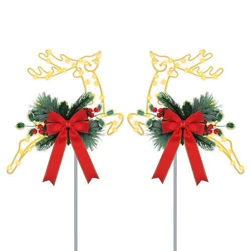 2-Pack LED Christmas Reindeer Pathway Stake Lights – Battery Powered