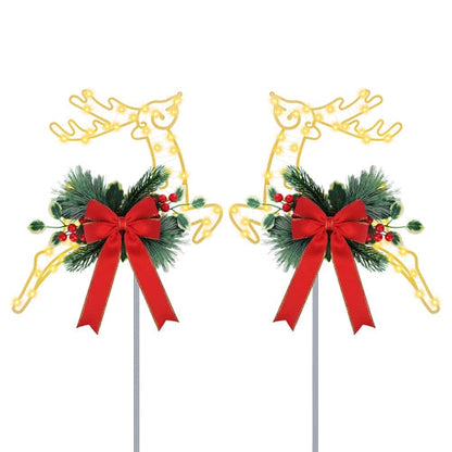2-Pack LED Christmas Reindeer Pathway Stake Lights – Battery Powered