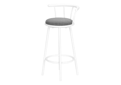Contemporary Modern Swivel Bar Stool Set with Full Back - White or Pearl Silver