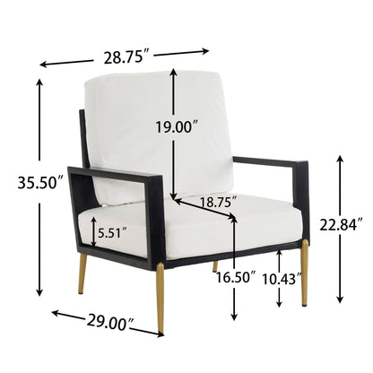 Modern Armchair With Solid Wood Frame and Adjustable Backrest - White or Light Blue