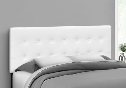 Queen Size Upholstered Headboard with Button-Tufted Design - White