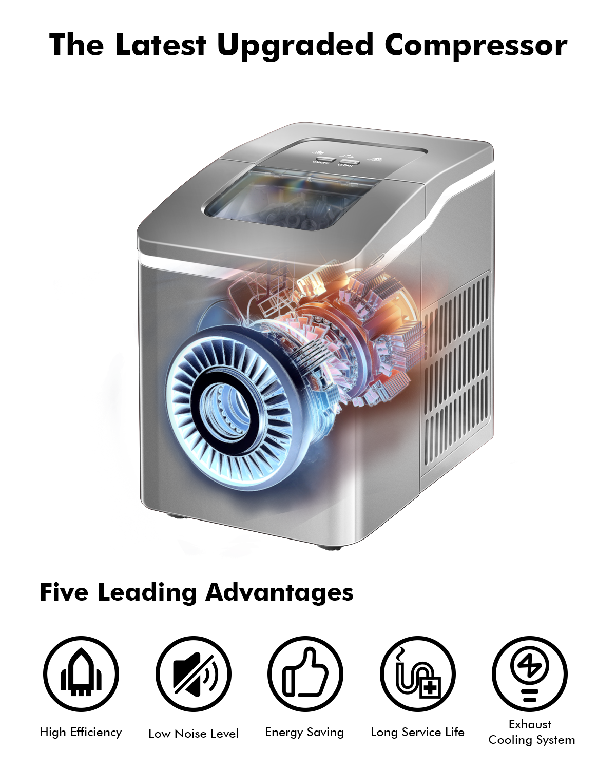 Portable Countertop Ice Maker Machine with Scoop-Silver