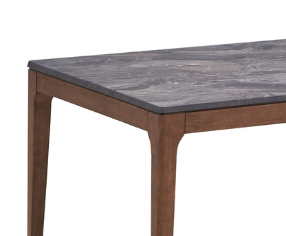 Bevis Engineered Stone Top Dining Table with Sturdy Wood Base - Walnut