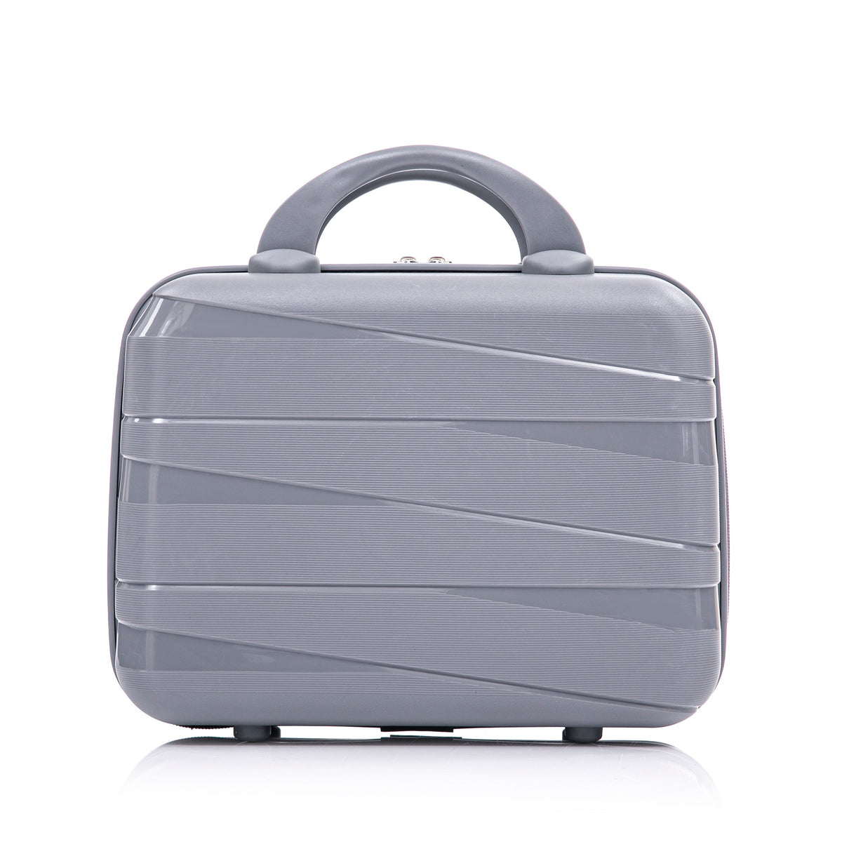 4-Piece Polypropylene Luggage Set with Spinner Wheels and Cosmetic Case - Light Gray