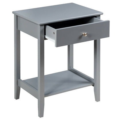 Wooden Nightstand End Table Storage Display