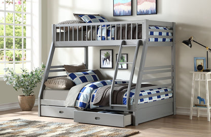 Jason Bunk Bed with Storage - Twin Over Full - White, Dark Gray, or Dark Brown