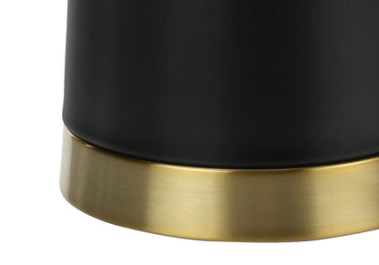 Contemporary Table Lamp with Linen Shade - Black & Cream