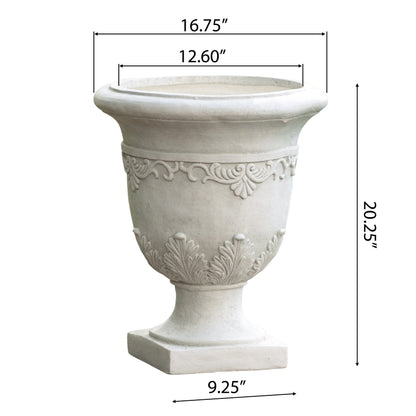 Moroccan Urn Planter with Durable Magnesium Oxide - Antique White