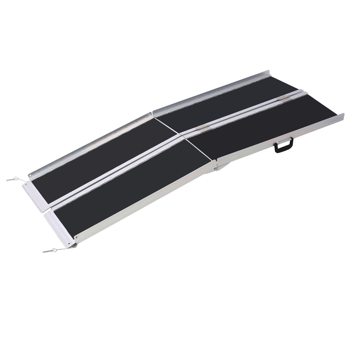 Portable Foldable Wheelchair Ramp with Non-Skid Surface - Black