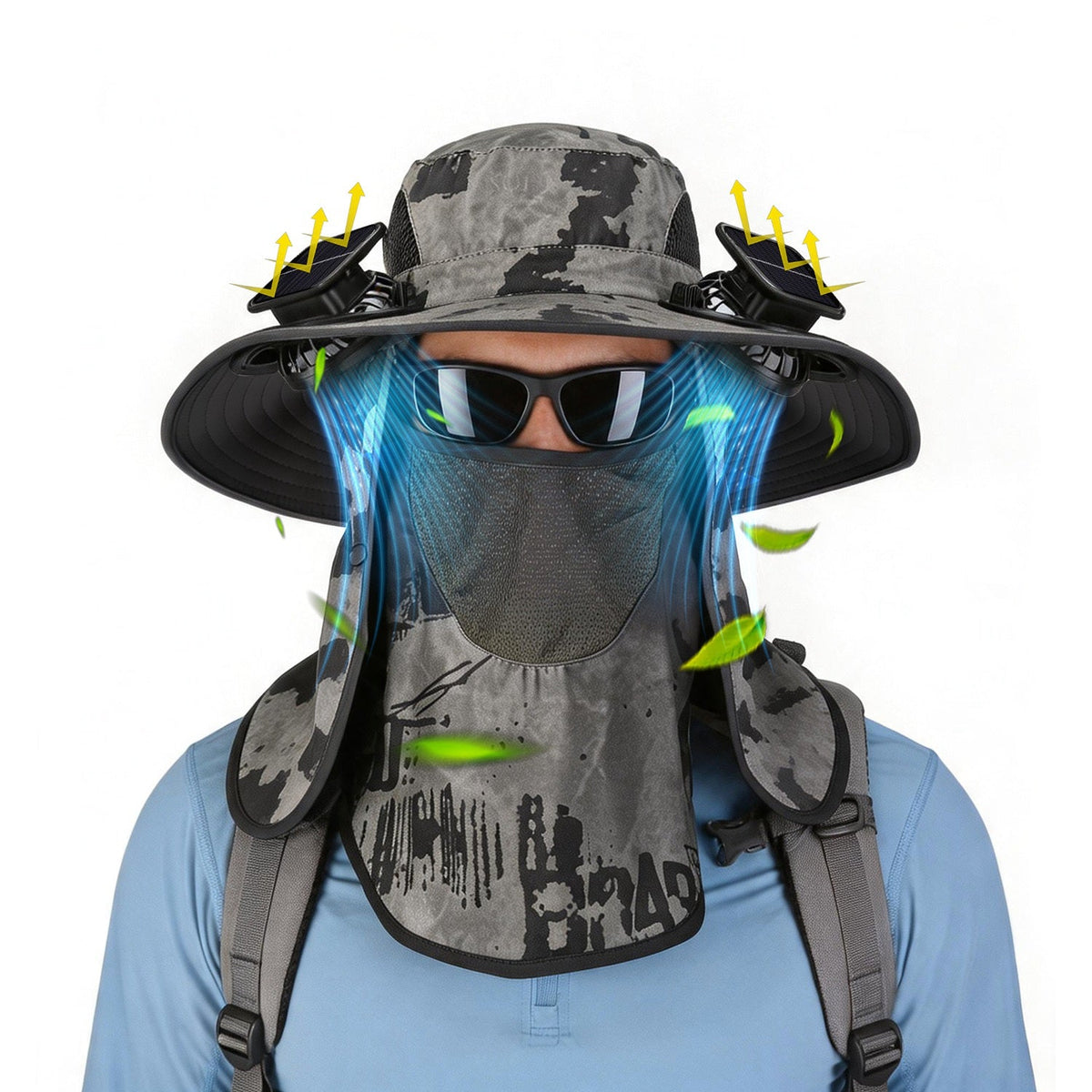 Solar Fan Hat with UPF50+ Sun Protection & Neck Flap