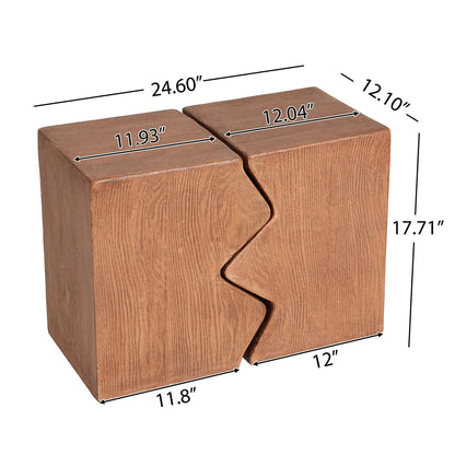 Rectangular Outdoor Indoor Accent Side Table Set of 2 with MGO Durability – Dark Gray or Light Brown