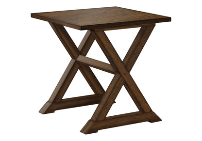 Compact Square Accent End Table with Trestle Base - White, Dark Brown, or Black