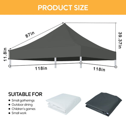 10'x10' Canopy Replacement Top with UPF 50+ Protection - White or Dark Gray