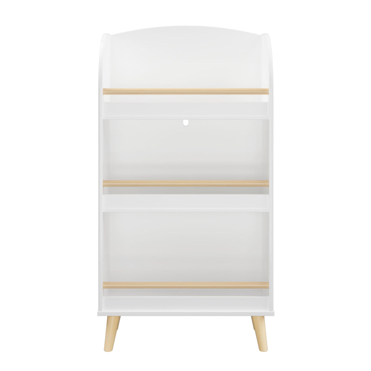 White 3-Tier Bookshelf with Toy Storage - MDF & Pine Construction