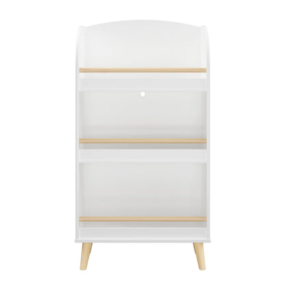 White 3-Tier Bookshelf with Toy Storage - MDF & Pine Construction