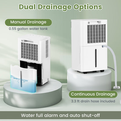 32 Pints 2000 Sq.ft Quiet Dehumidifier for Home with 3 Modes-White