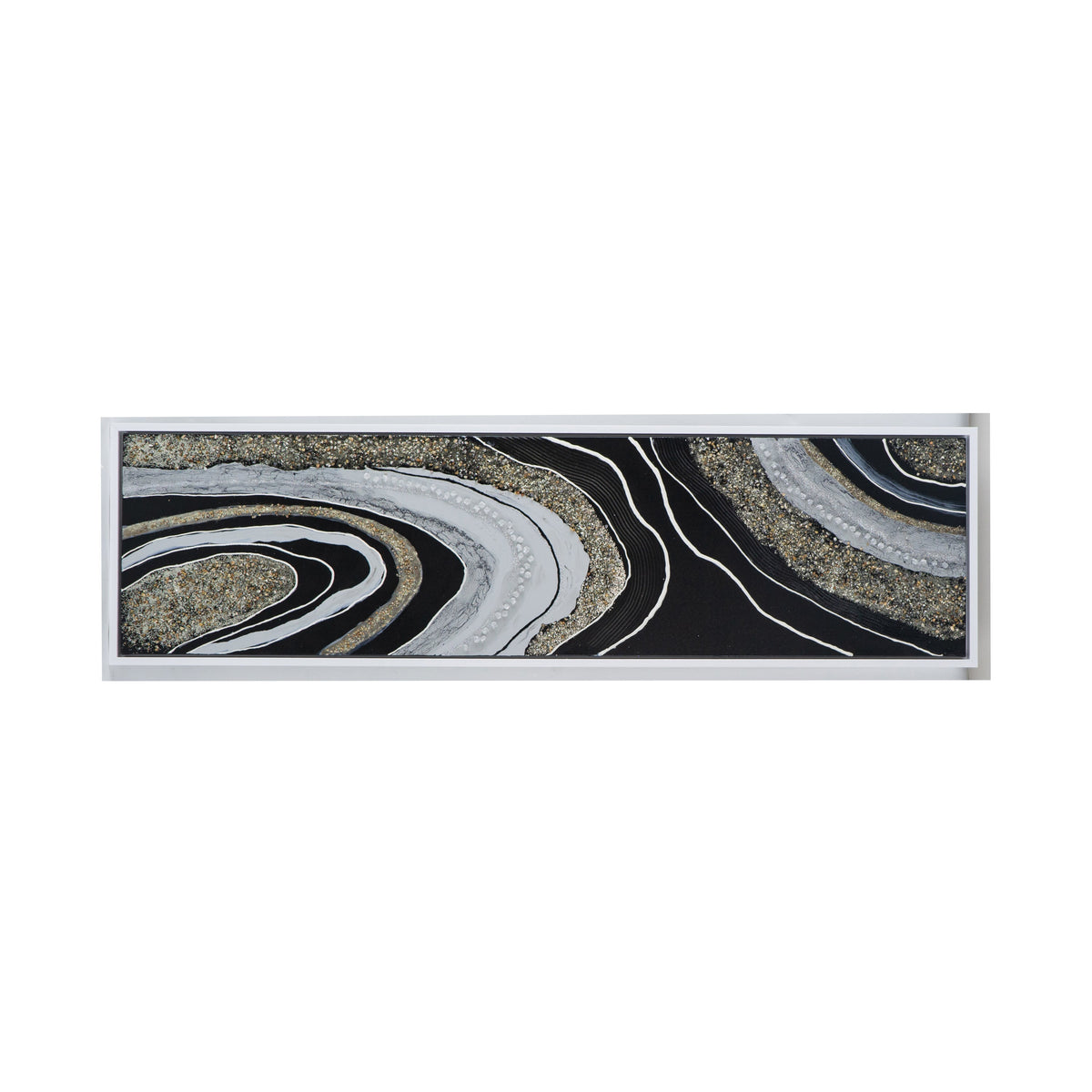 Elongated Rectangle Wall Art with Silver Frame - Multicolor