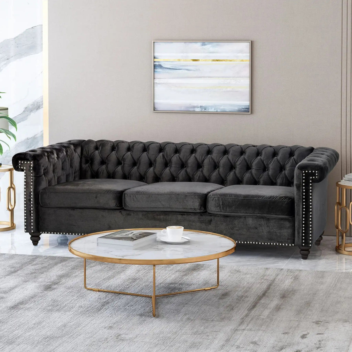 Chesterfield Style 3 Seater Sofa with Deep Button Tufting - Multiple Colors