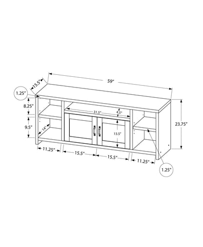 Black TV Stand Console with Storage Shelves - Wood