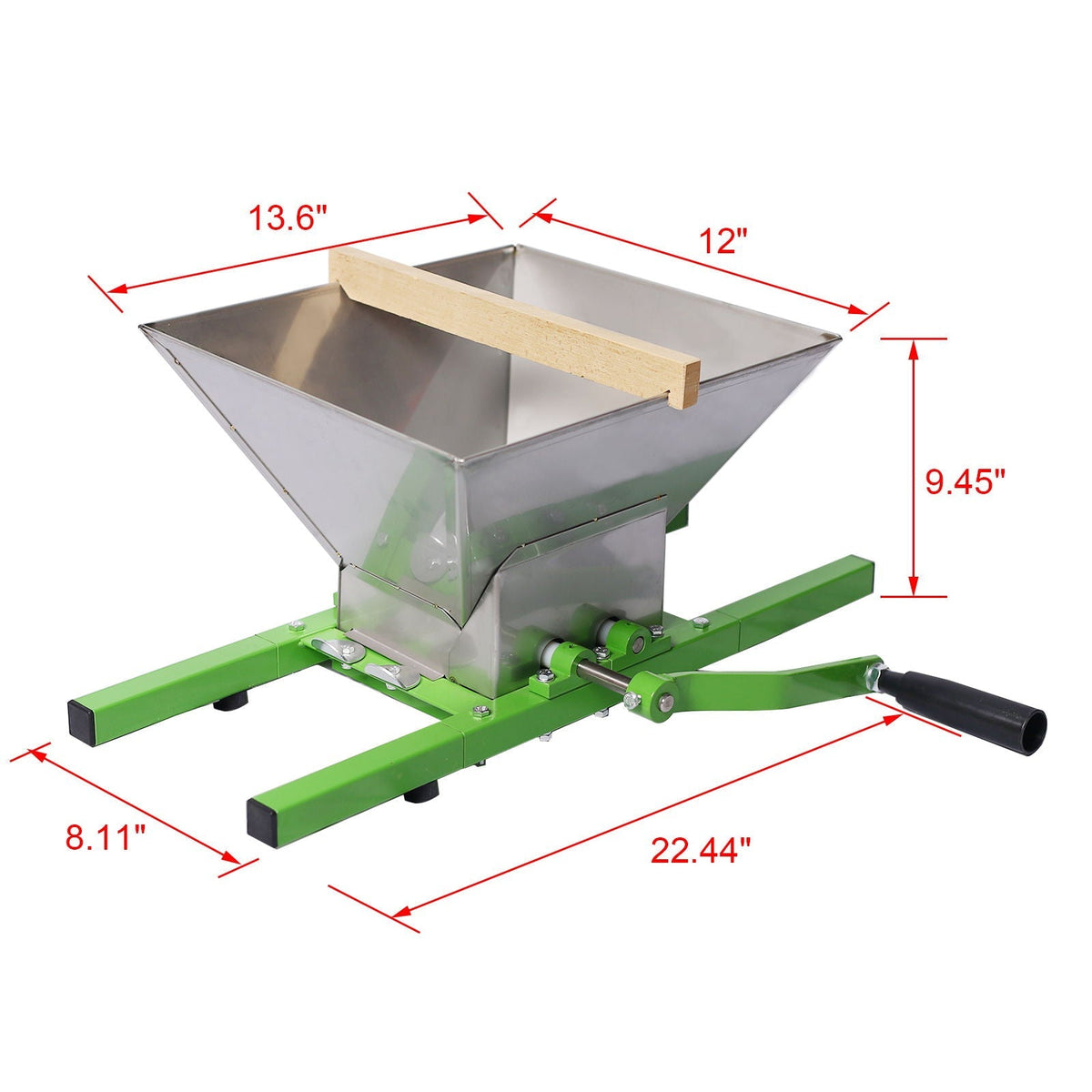 Manual Fruit Wine Press and Crusher with Stainless Steel Construction - Silver