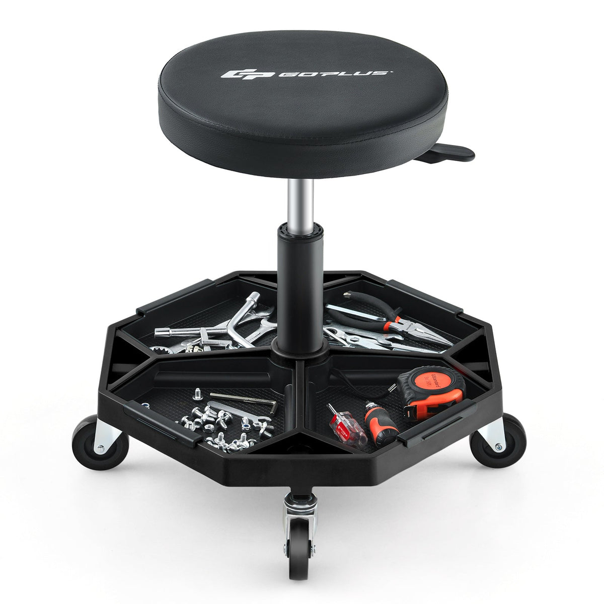 330 LBS Capacity Pneumatic Rolling Mechanic Stool with Padded Seat