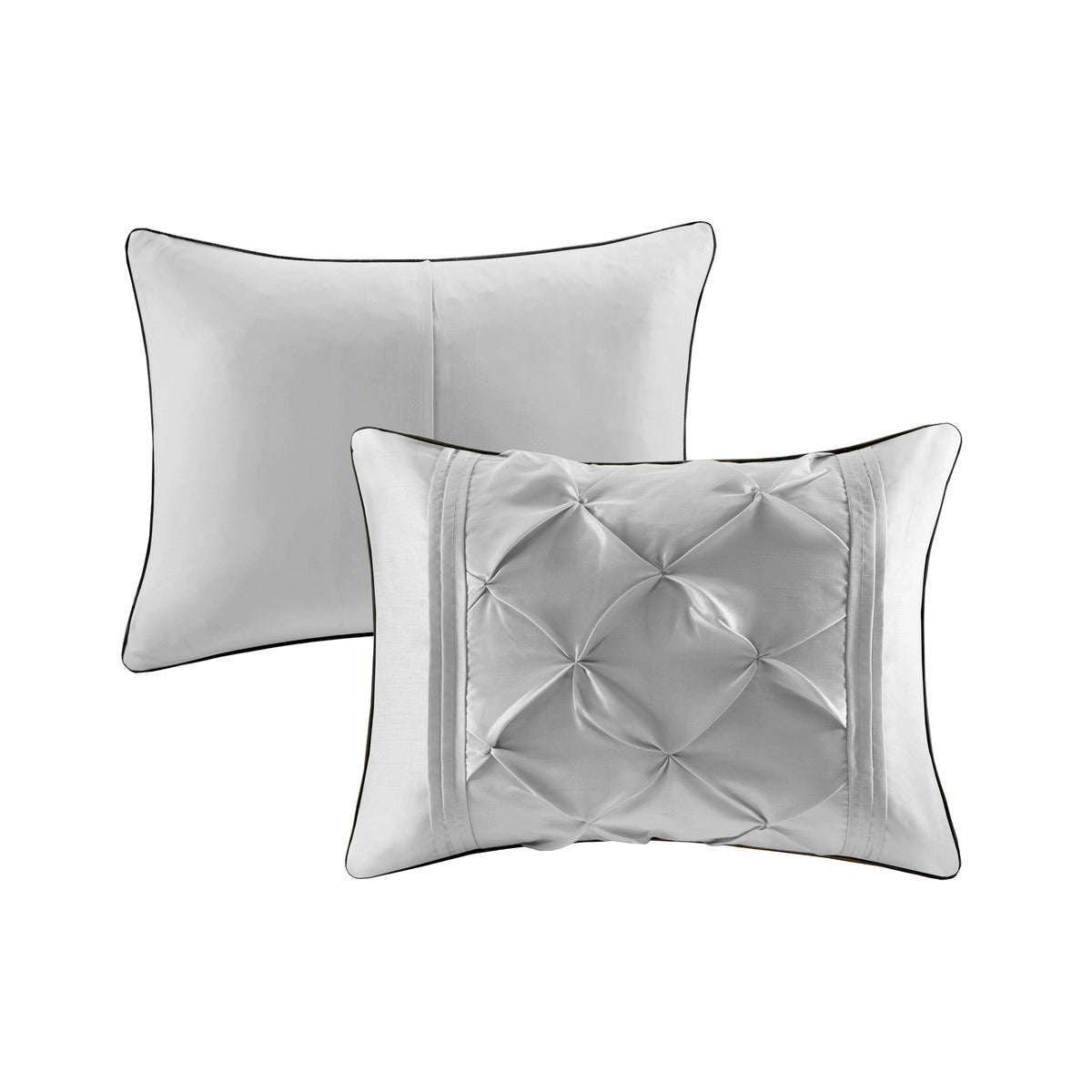 7 Piece Tufted Comforter Set - Grey - California King