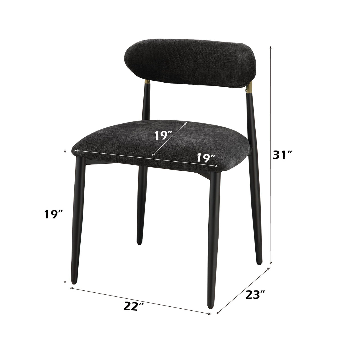 Contemporary Side Chair Set with Metal Frame - Beige