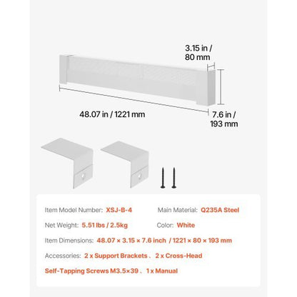 Baseboard Heater Covers, Basic Series 4 ft Standard Electric Heating Unit Front Cover for Home Improvement, Heavy-duty Steel, Easy Installation for Bedroom Replacing Old Cover, White