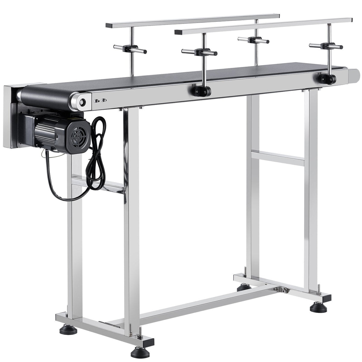 Belt Conveyor, 47 x 7.8 inch Conveyor Table, Heavy Duty Stainless Steel Motorized Belt Conveyor for Inkjet Coding Applications Powered PVC Belt Anti-Static Adjustable Speed (Double Guardrail)