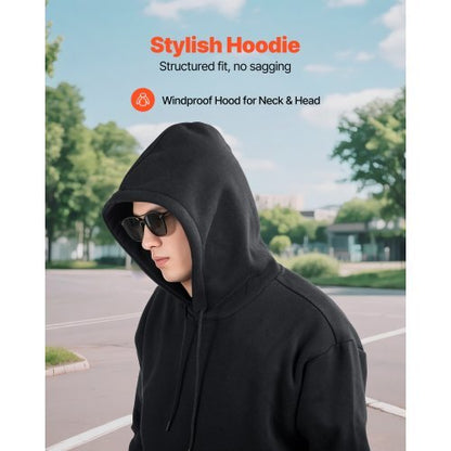 Women Pullover Hoodie, Small Size, Fleece Long Sleeve Comfy Casual Basic Pullover Hooded Sweatshirt, Warm & Skin-friendly, Practical & Trendy, Black Hoodie with Large Pocket for Fall & Winter