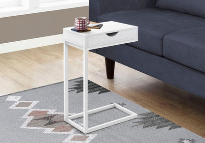 C-Shaped Accent Table with Storage Drawer – Multiple Colors
