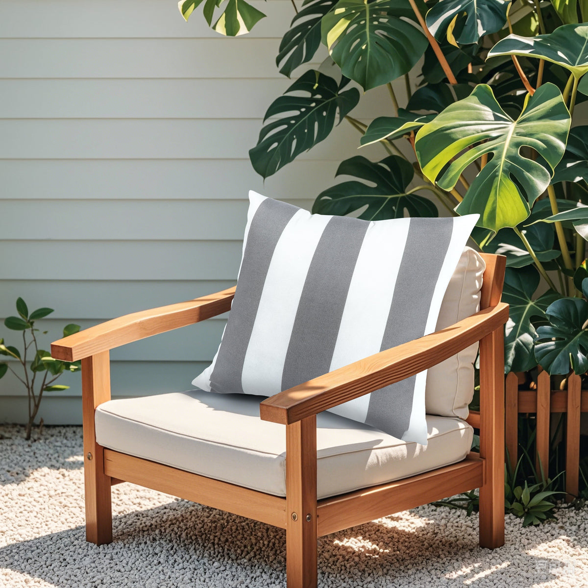 2 Pack Outdoor Throw Pillows with Waterproof Fabric - Grey