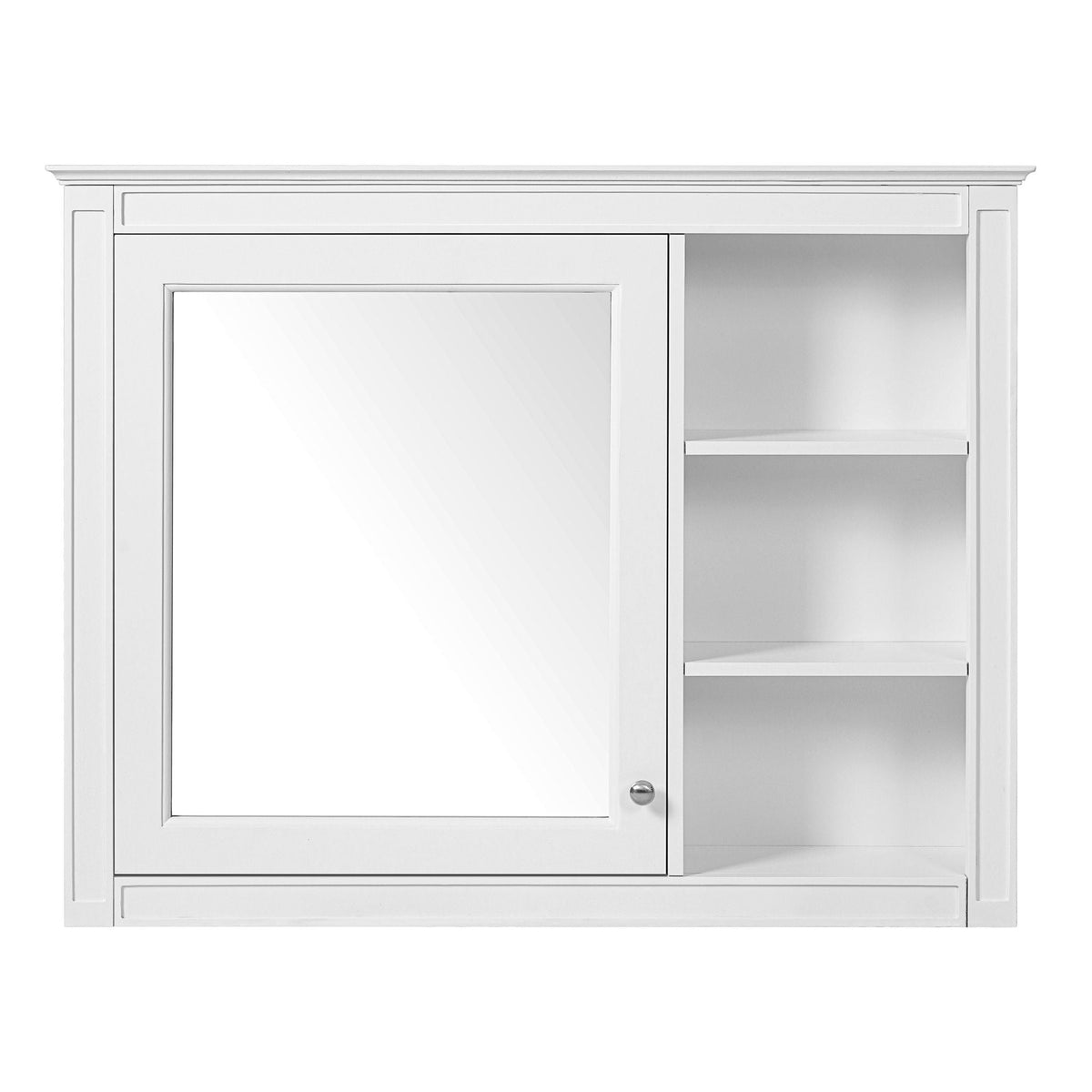 Wall Mounted Medicine Cabinet with Mirror and Adjustable Shelf - White