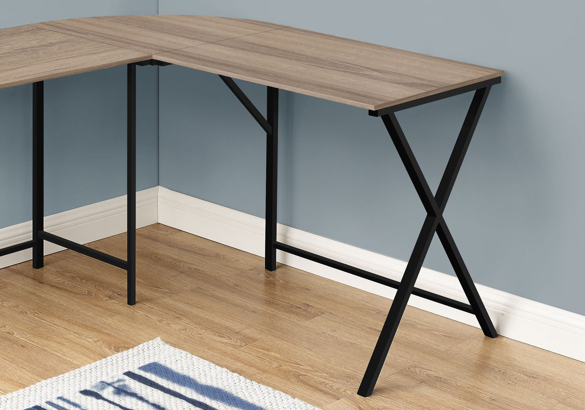 Contemporary L-Shaped Corner Computer Desk with Metal Base - Light Brown, Gray, or White