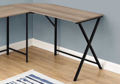 Contemporary L-Shaped Corner Computer Desk with Metal Base - Light Brown, Gray, or White