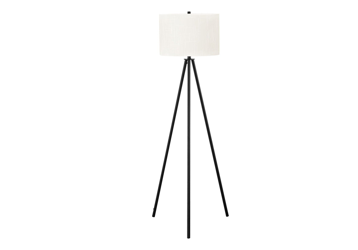 Contemporary Floor Lamp with Metal Tripod and Drum Shade - Black or Beige
