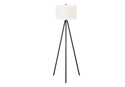 Contemporary Floor Lamp with Metal Tripod and Drum Shade - Black or Beige