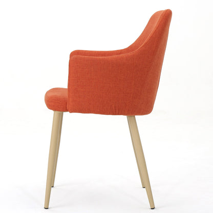 Elegant Dining Chair with Contoured Support - Orange, Dark Gray, Green