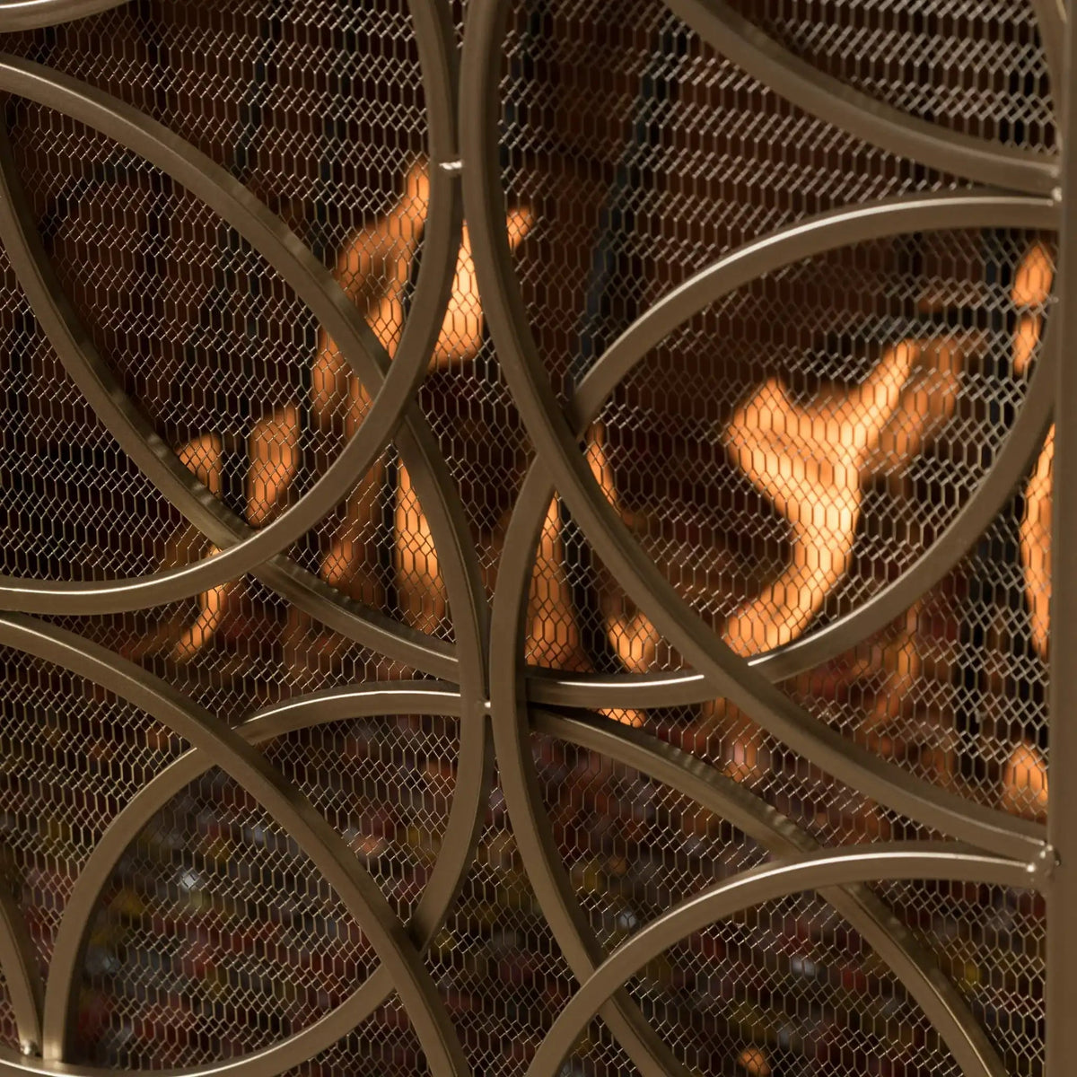 Thayer Single Panel Iron Fireplace Screen with Geometric Design - Black or Gold