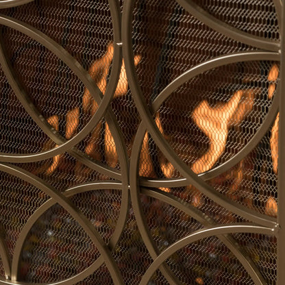 Thayer Single Panel Iron Fireplace Screen with Geometric Design - Black or Gold