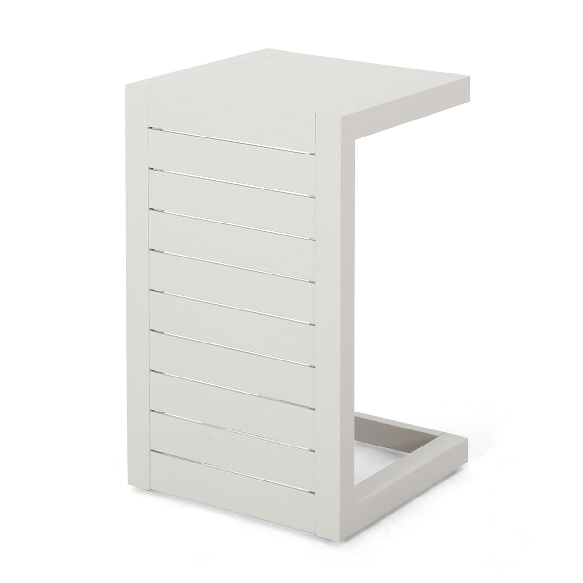 Aluminum Outdoor C-Shaped Side Table with Rust-Resistant Finish - Multiple Colors