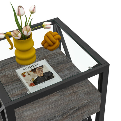 Modern End Tables with Drawer - Set of 2 Nightstands