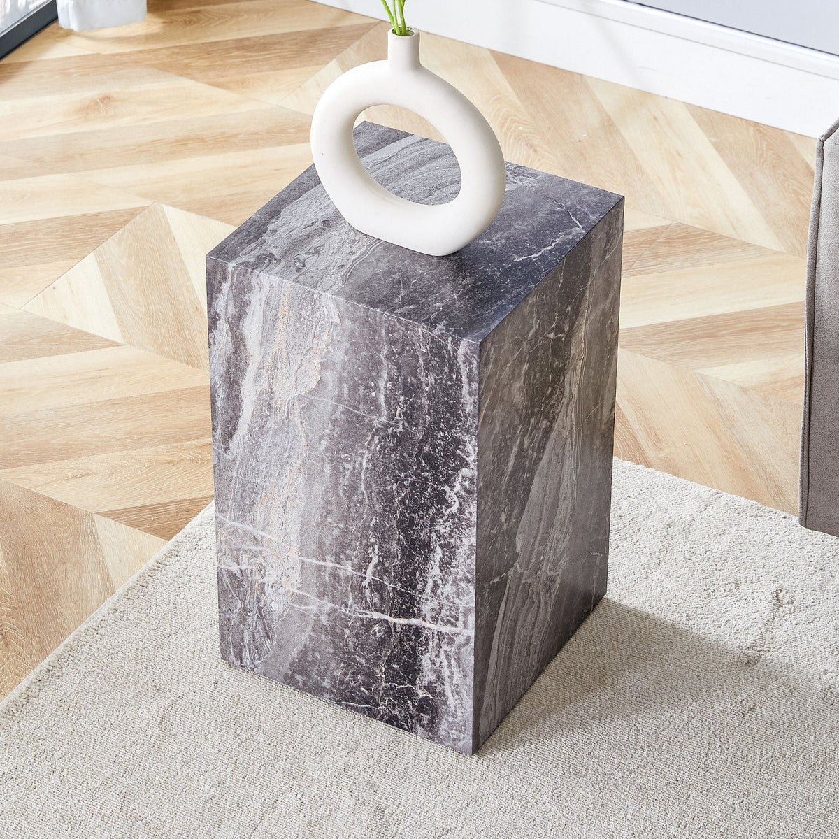 Modern Coffee Table with Wood Grain Finish - Dark Gray, Black, or Light Brown