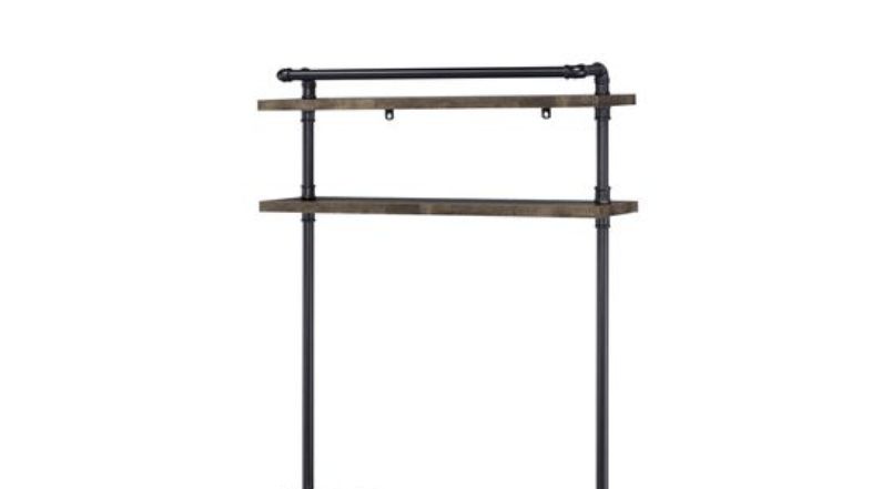 Ensata Rustic Writing Desk with Industrial Metal Frame - Black / Oak