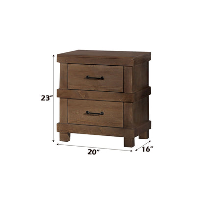 Adams Antique Nightstand with Two Drawers - Oak