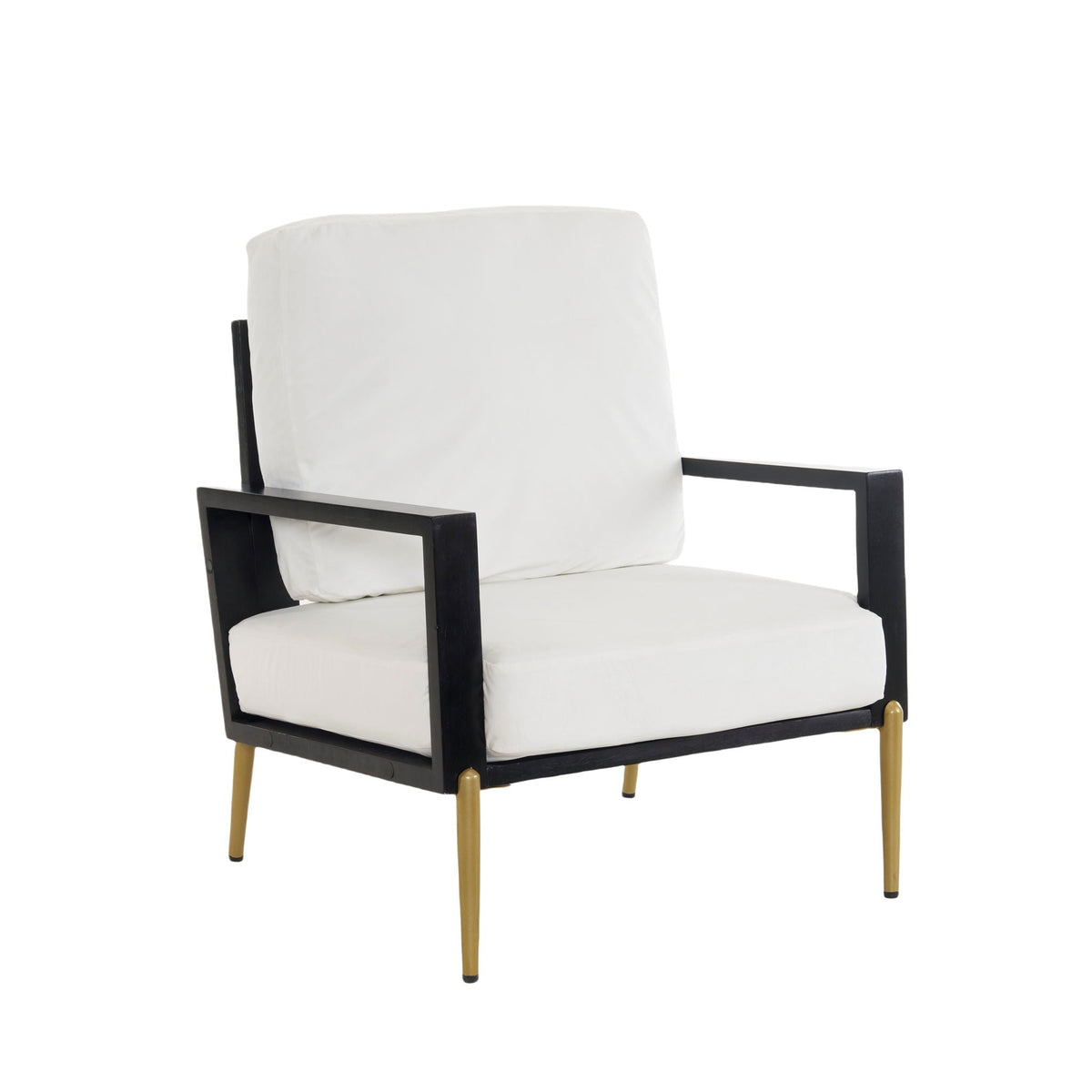 Modern Armchair With Solid Wood Frame and Adjustable Backrest - White or Light Blue