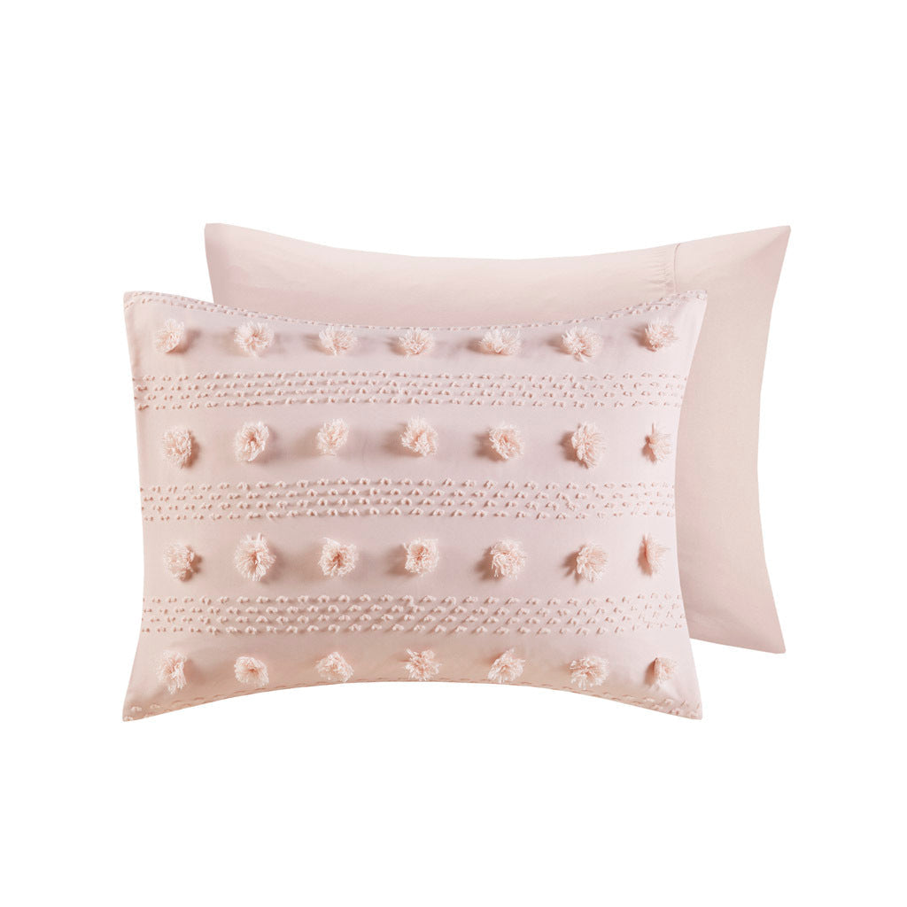 Full/Queen Clip Jacquard Comforter Set with Hypoallergenic Filling - White