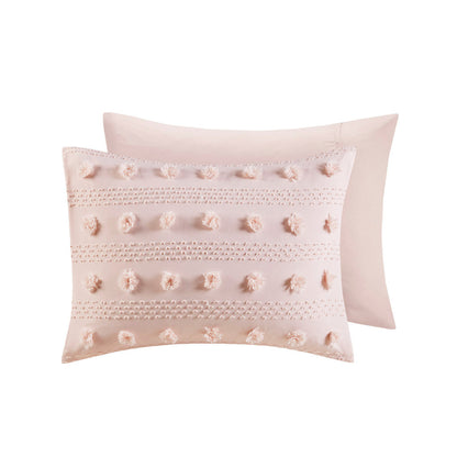 Full/Queen Clip Jacquard Comforter Set with Hypoallergenic Filling - White